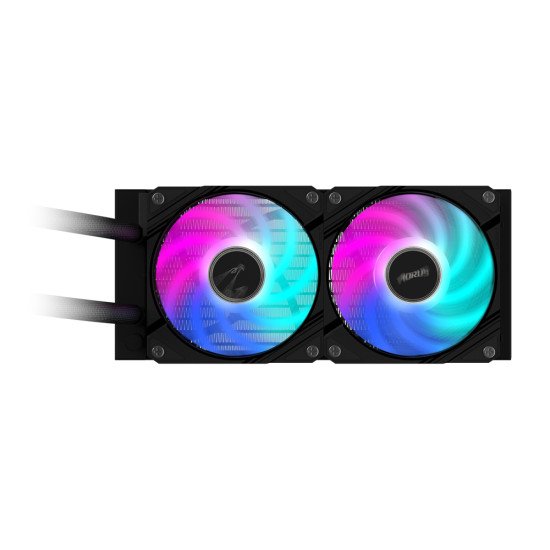 GIGABYTE AORUS WATERFORCE II 240 Refroidisseur liquide pour processeur AIO - 2x ventilateurs ARGB de 120 mm, mécanisme d'emboîtement coulissant, DAISY-CHAIN, compatible avec Intel LGA 1851 et AMD AM5