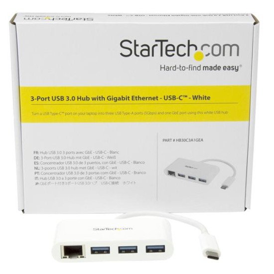 StarTech.com Hub USB 3.0 à 3 ports avec Gigabit Ethernet - USB-C vers 3x USB-A