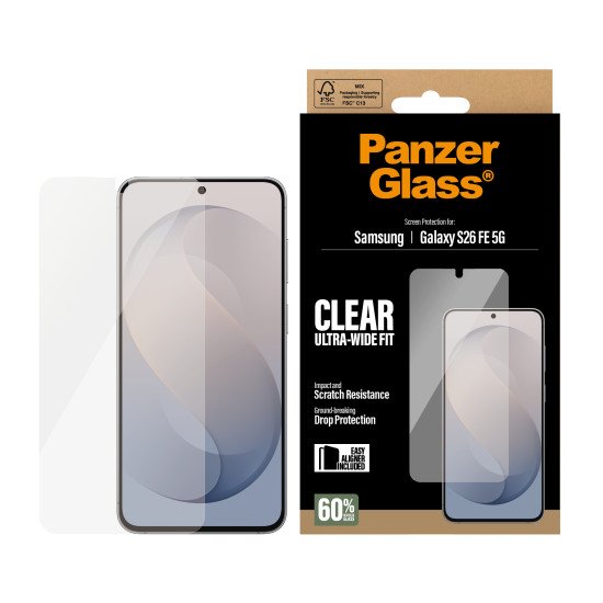 PanzerGlass ® Screen Protector Samsung Galaxy S26 FE 5G | Ultra-Wide Fit w. EasyAligner Protection d'écran transparent 1 pièce(s)