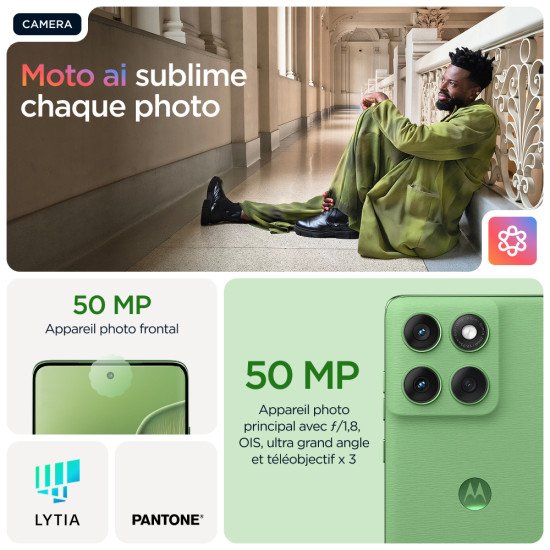 Motorola edge 60 16,9 cm (6.67") Double SIM Android 15 5G USB Type-C 12 Go 512 Go 5200 mAh Vert