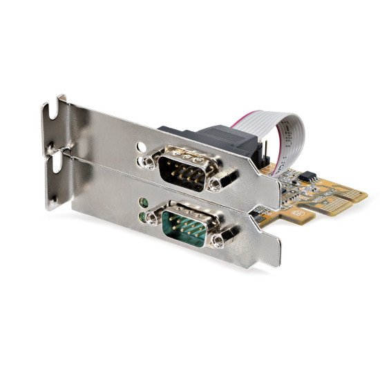 StarTech.com Carte d'Interface Série PCI Express à 2 ports, Carte Série PCIe à 2 Ports vers RS232 (DB9), UART 16C1050, Supports à Profil Bas/Plein, Rétention COM, pour Windows/Linux