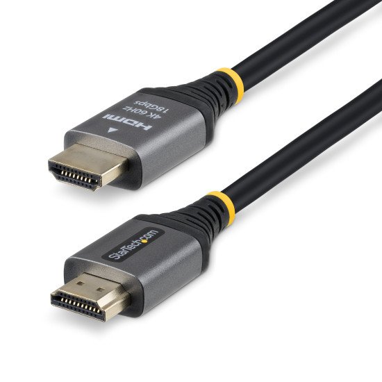 StarTech.com Câble HDMI Haute Vitesse Certifié Premium de 1,5m, 4K 60Hz/1440p 144Hz, Câble HDMI 2.0 avec HDR10/ARC, 18 Gbps, Câble HDMI 4K pour Moniteur/Téléviseur/Écran, Gaine TPE Haute Flexibilité