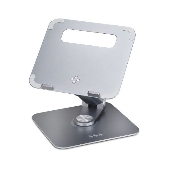 StarTech.com Support Télescopique pour PC Portable, Base Pivotante à 360°, Support Rotatif pour Bureau, Hauteur et Inclinaison Réglables, Poids Max 5kg, Construction en Aluminium, Design Portable