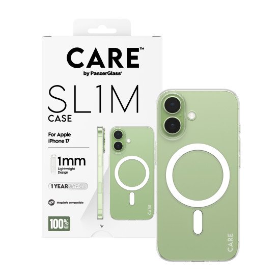 PanzerGlass CARE™ by ® SL1M Case Transparent w. MagSafe iPhone 17 coque de protection pour téléphones portables Housse