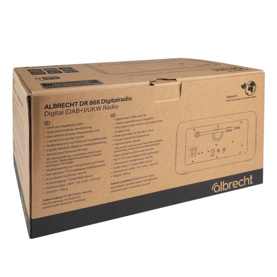 Albrecht DR 866 Portable Numérique Noir, Bois