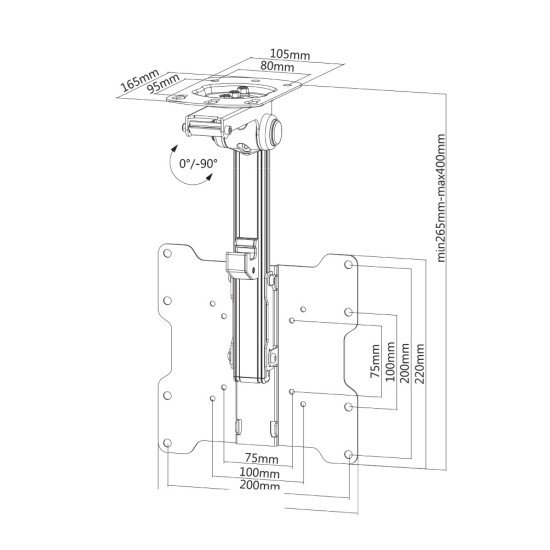 Newstar FPMA-C020BLACK Support de plafond écrans plat