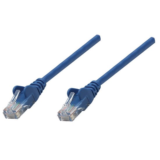 Intellinet Câble patch réseau Cat6A, 0,25 m, bleu, cuivre, S/FTP, LSOH/LSZH, PVC, RJ45, contacts plaqués or, anti-accroc, avec manchon, garantie à vie