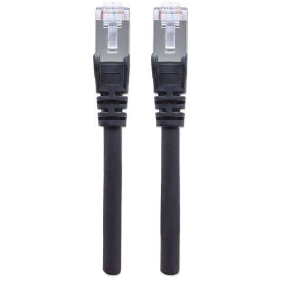 Intellinet Câble patch réseau Cat6A, 1 m, noir, cuivre, S/FTP, LSOH/LSZH, PVC, RJ45, contacts plaqués or, anti-accroc, avec manchon, garantie à vie