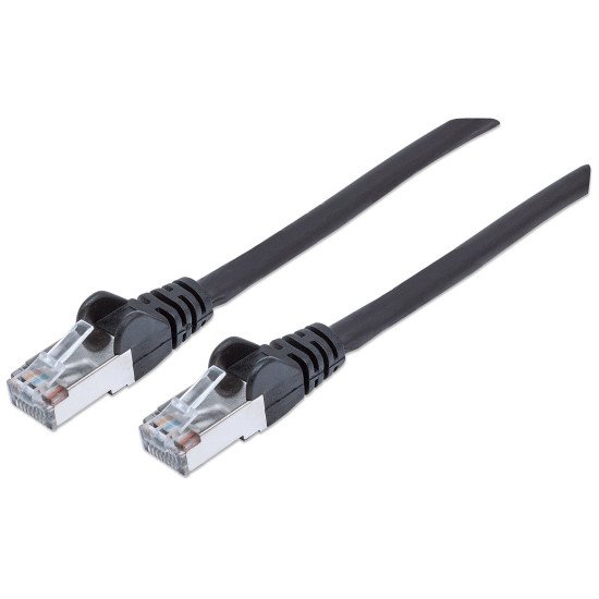 Intellinet Câble patch réseau Cat6A, 1 m, noir, cuivre, S/FTP, LSOH/LSZH, PVC, RJ45, contacts plaqués or, anti-accroc, avec manchon, garantie à vie