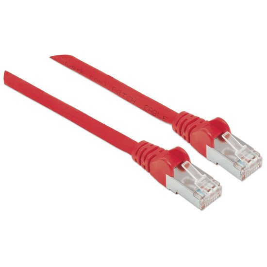 Intellinet Câble patch réseau Cat6A, 1 m, rouge, cuivre, S/FTP, LSOH/LSZH, PVC, RJ45, contacts plaqués or, anti-accroc, avec manchon, garantie à vie