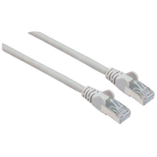Intellinet Câble patch réseau Cat6A, 1 m, gris, cuivre, S/FTP, LSOH/LSZH, PVC, RJ45, contacts plaqués or, anti-accroc, avec manchon, garantie à vie