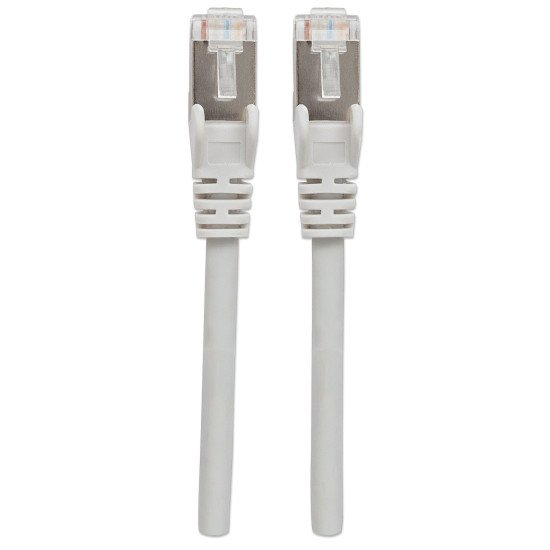 Intellinet Câble patch réseau Cat6A, 1 m, gris, cuivre, S/FTP, LSOH/LSZH, PVC, RJ45, contacts plaqués or, anti-accroc, avec manchon, garantie à vie