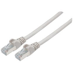Intellinet Câble patch réseau Cat6A, 0,5 m, gris, cuivre, S/FTP, LSOH/LSZH, PVC, RJ45, contacts plaqués or, anti-accroc, avec manchon, garantie à vie