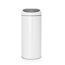 Brabantia Touch Bin, 30L Rond Plastique, Acier inoxydable Blanc Brabantia Touch Bin, 30L Rond Plastique, Acier inoxydable Blanc