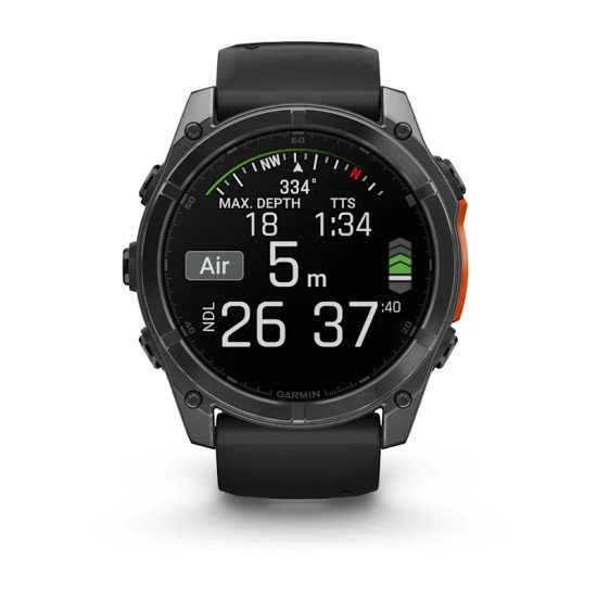 Garmin Fenix 8 3,56 cm (1.4") AMOLED 51 mm Numérique 454 x 454 pixels Écran tactile Gris Wifi GPS (satellite)