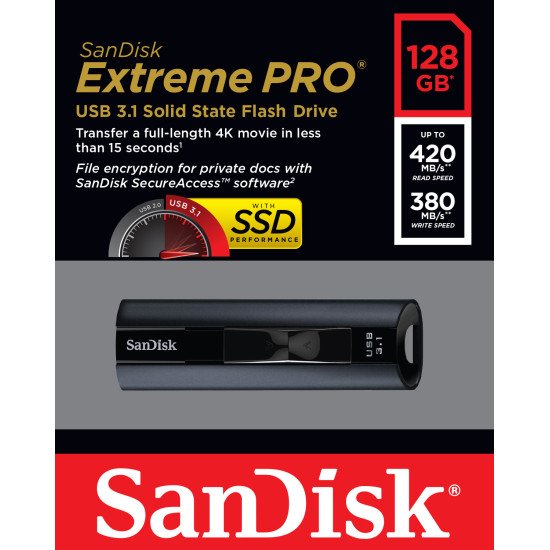 Sandisk Extreme Pro lecteur USB flash 128 Go USB Type-A 3.0 (3.1 Gen 1)