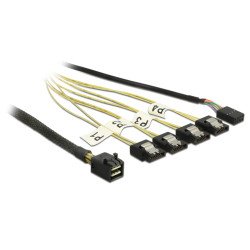 DeLOCK 0.5m, Mini SAS HD SFF-8643/4xSATA 7p 0,5 m Noir, Argent, Jaune DeLOCK 0.5m, Mini SAS HD SFF-8643/4xSATA 7p 0,5 m Noir, Argent, Jaune