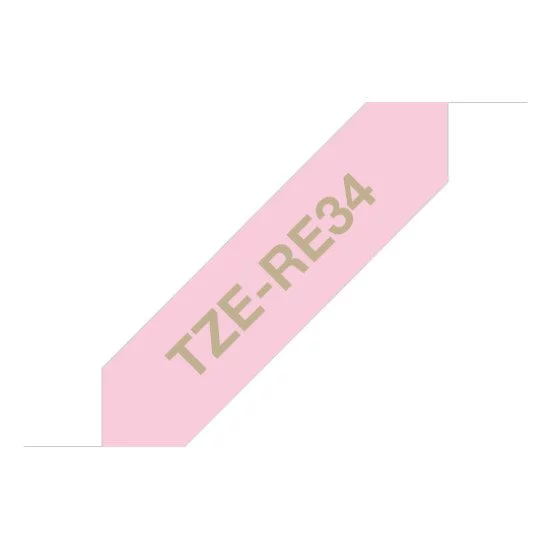 Brother TZE-RE34 ruban d'étiquette Or sur rose Brother TZE-RE34 ruban d'étiquette Or sur rose
