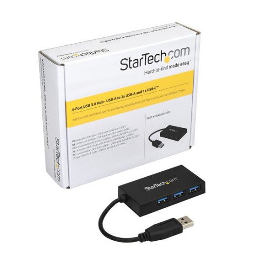 StarTech.com HB30A3A1CFB hub & concentrateur USB 3.0 (3.1 Gen 1) Type-A 5000 Mbit/s 