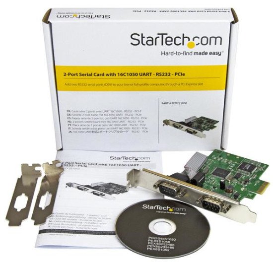 StarTech.com Carte PCI Express à 2 ports série DB9 RS232 - Adaptateur PCIe série avec UART 16C1050