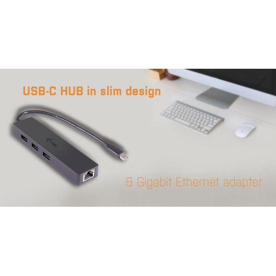 i-tec Advance USB-C Slim Passive HUB 3 Port + Gigabit Ethernet Adapter