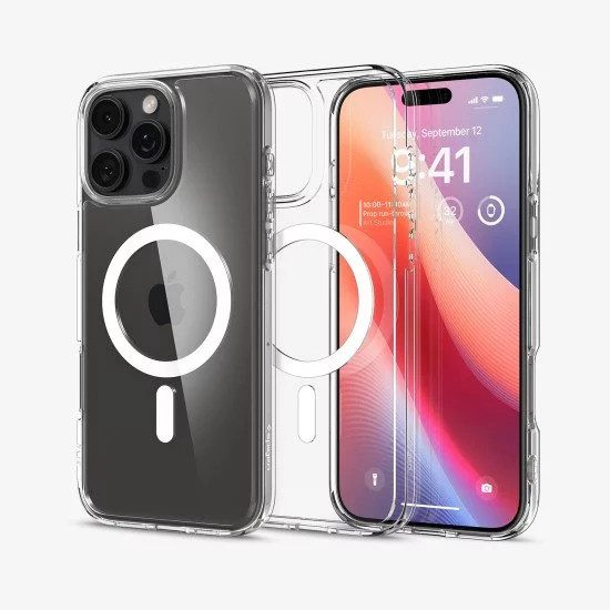 Spigen Ultra Hybrid MagFit coque de protection pour téléphones portables 17,5 cm (6.9") Housse Transparent, Blanc Spigen Ultra Hybrid MagFit coque de protection pour téléphones portables 17,5 cm (6.9") Housse Transparent, Blanc