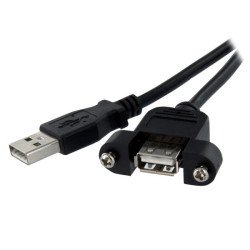 StarTech.com Rallonge de câble USB 2.0 à montage sur panneau / goulotte A vers A de 30cm - F/M - Noir StarTech.com Rallonge de câble USB 2.0 à montage sur panneau / goulotte A vers A de 30cm - F/M - Noir