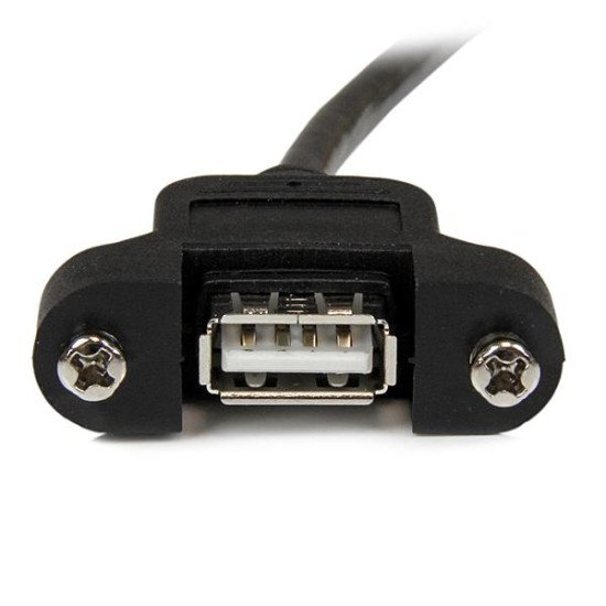 StarTech.com Rallonge de câble USB 2.0 à montage sur panneau / goulotte A vers A de 30cm - F/M - Noir