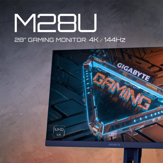GIGABYTE M28U Moniteur de jeu 28" 4K UHD - 3840 x 2160, 144Hz, 1ms, 300 cd/m², FreeSync Premium Pro, Display HDR400, HDMI 2.1, DisplayPort 1.4