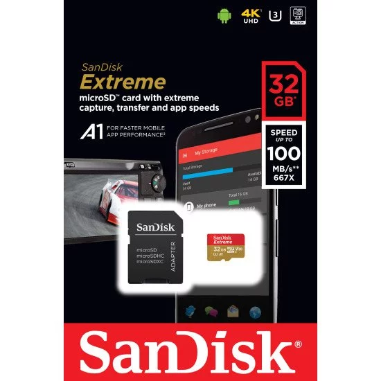 Sandisk Extreme mémoire flash 32 Go MicroSDHC Classe 10 UHS-I Sandisk Extreme mémoire flash 32 Go MicroSDHC Classe 10 UHS-I
