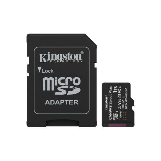 Kingston Technology 1TB microSDXC Canvas Select Plus Gen3 150MB/s A1 (Adaptateur SD inclus)