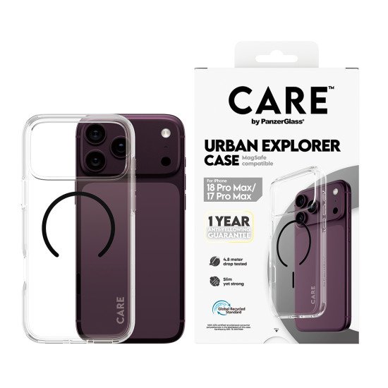 PanzerGlass CARE™ by ® Urban Explorer Case Transparent w. Black MagSafe iPhone 2026 Pro Max | 17 Pro Max coque de protection pour téléphones portables Housse
