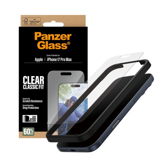 PanzerGlass ® Screen Protector iPhone 17 Pro Max | Classic Fit w. EasyAligner Protection d'écran transparent Apple 1 pièce(s)