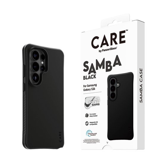 PanzerGlass CARE™ by ® Samba Case Black w. Qi Samsung Galaxy S26 Ultra coque de protection pour téléphones portables Housse Noir