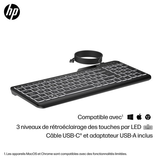 HP Clavier filaire rétroéclairé multi-appareil 405 HP Clavier filaire rétroéclairé multi-appareil 405