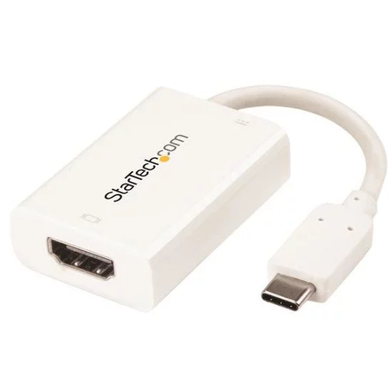 StarTech.com Adaptateur vidéo USB-C vers HDMI avec USB Power Delivery - M/F - 4K 60 Hz - Blanc StarTech.com Adaptateur vidéo USB-C vers HDMI avec USB Power Delivery - M/F - 4K 60 Hz - Blanc