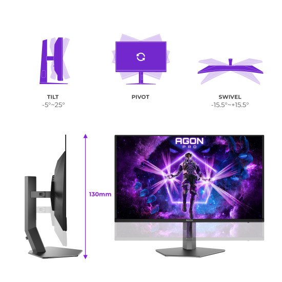 AOC AGON PRO AG326UZD2P écran PC 80 cm (31.5") 3840 x 2160 pixels 4K Ultra HD QLED Noir