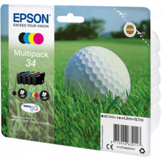 Epson 34 Pack de 4 cartouches encre Noir, Cyan, Magenta, Jaune