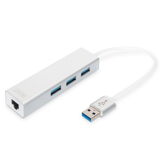 Digitus Hub USB 3.0 3 ports et adaptateur Gigabit LAN