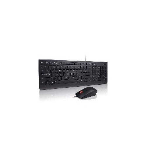 Lenovo Essential Wired Keyboard and Mouse Combo - Belgian/French - Tastatur - 4X30L7... clavier USB AZERTY Français Noir