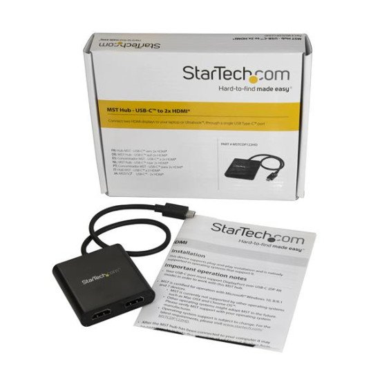 StarTech.com Splitter multi-écrans USB-C vers 2x HDMI - Hub MST à 2 ports