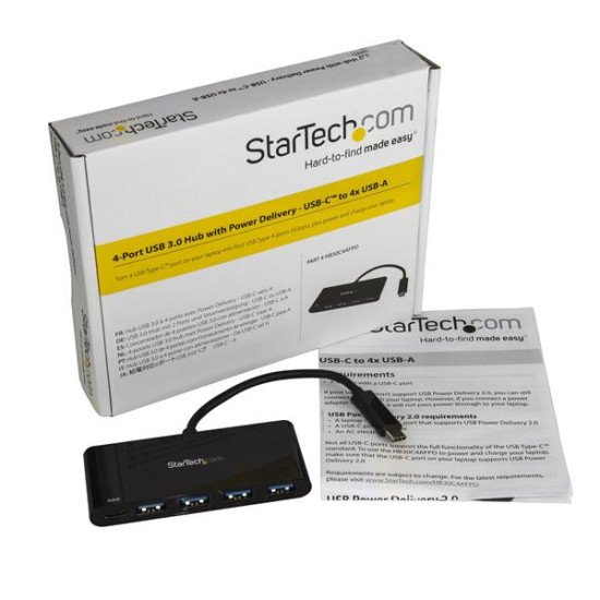 StarTech.com HB30C4AFPD hub & concentrateur USB 3.0 (3.1 Gen 1) Type-C 5000 Mbit/s