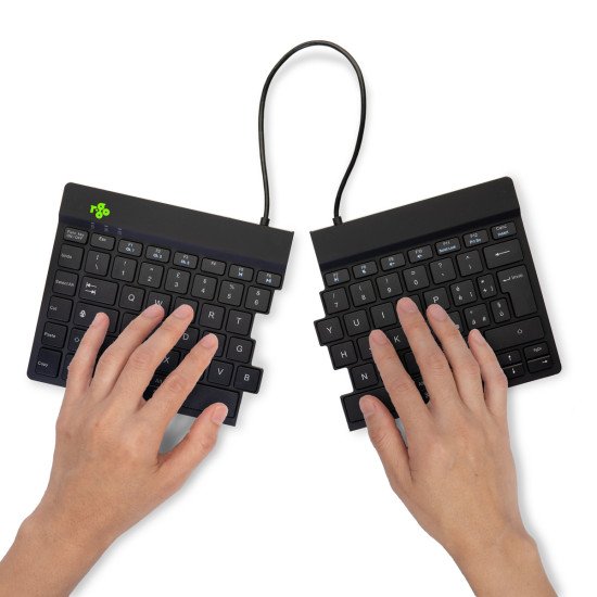 R-Go Tools Clavier ergonomique R-Go Split Break avec logiciel de pause, clavier ergonomique divisé, QWERTY (IT), bluetooth, noir