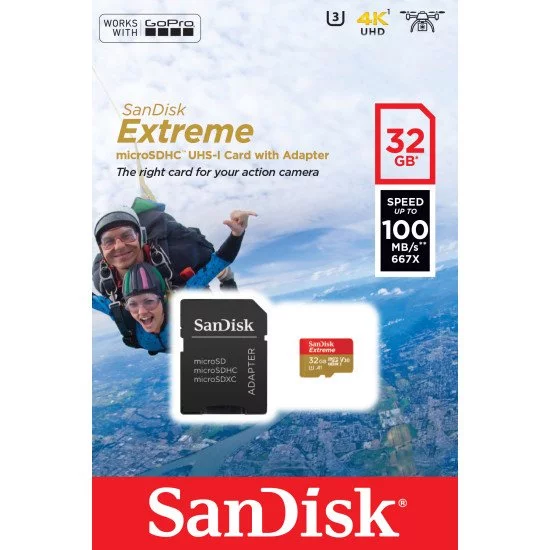Sandisk Extreme mémoire flash 32 Go MicroSDHC Classe 10 UHS-I Sandisk Extreme mémoire flash 32 Go MicroSDHC Classe 10 UHS-I