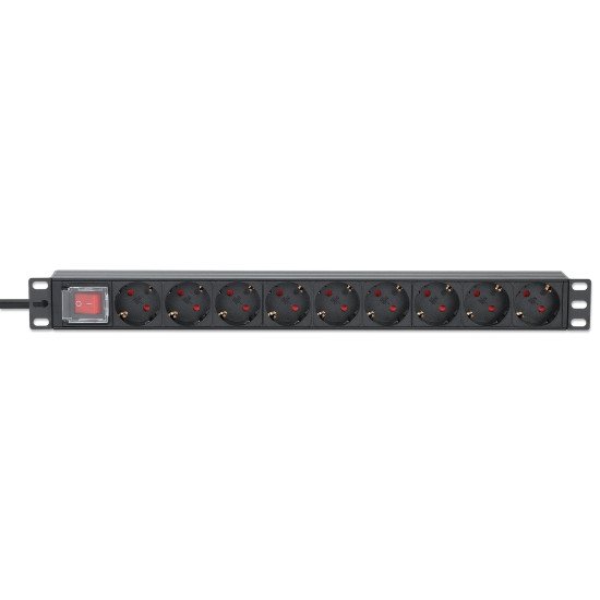 Intellinet Unité de distribution d'alimentation (PDU) 19" 1U à 9 prises EU, avec interrupteur marche/arrêt, montage horizontal, 16 A, prises EU CEE 7/3, câble d'alimentation 2 m, sortie, montage en rack, garantie trois ans