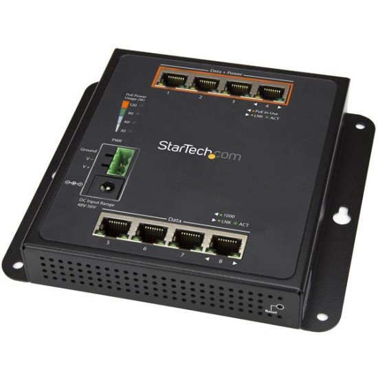 StarTech.com Switch Gigabit Ethernet géré à 8 ports (4 PoE+) - Fixation murale