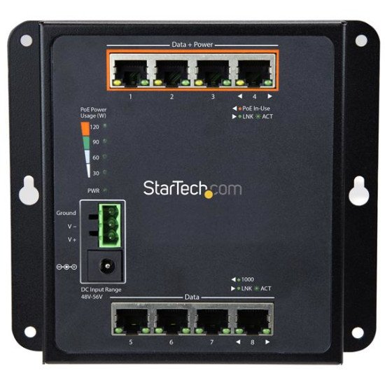 StarTech.com Switch Gigabit Ethernet géré à 8 ports (4 PoE+) - Fixation murale