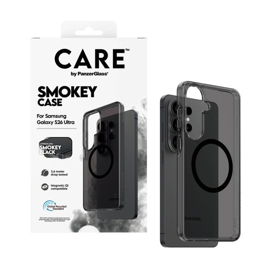 PanzerGlass CARE™ by ® Urban Explorer Case Smokey w. Black Qi Samsung Galaxy S26 Ultra coque de protection pour téléphones portables Housse Noir
