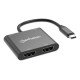 Manhattan Adaptateur USB-C vers double HDMI + USB-A, double 4K@30Hz ou 4K@60Hz (un écran), PD 100 W, 480 Mbit/s (USB 2.0), câble 15 cm, noir, garantie 3 ans