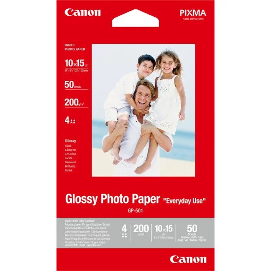 Canon Papier photo brillant 4 × 6” (10 × 15 cm) GP-501 - 50 feuilles Canon Papier photo brillant 4 × 6” (10 × 15 cm) GP-501 - 50 feuilles